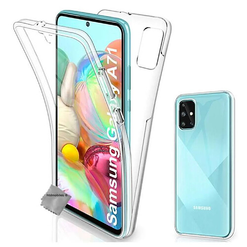 Htdmobiles Coque silicone gel fine 360 integrale (avant et arriere) pour Samsung Galaxy A71 + verre trempe - TRANSPARENT