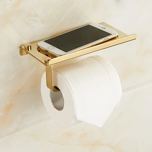 Universal Porte-papier toilette en or Porte-mouchoirs en acier inoxydable résistant aux médicaments avec porte-téléphone Ensemble d'accessoires de salle de bains Finis Poland | Porte-papier (or)