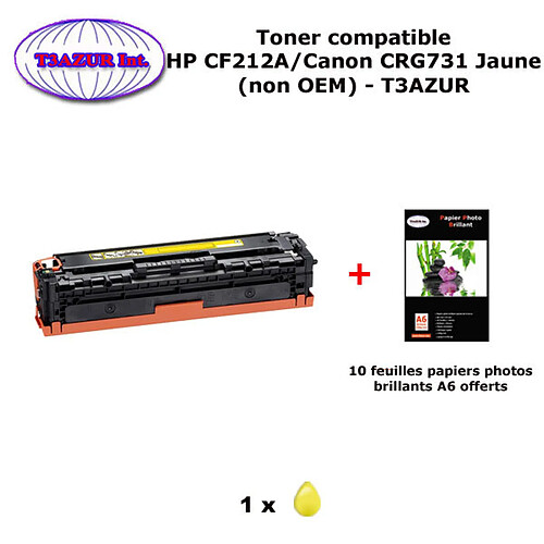 Toner générique Canon CRG731 Jaune pour imprimante Canon LBP 7100C, 7110, 7110C, 7110Cw+10f PPA6 -T3AZUR