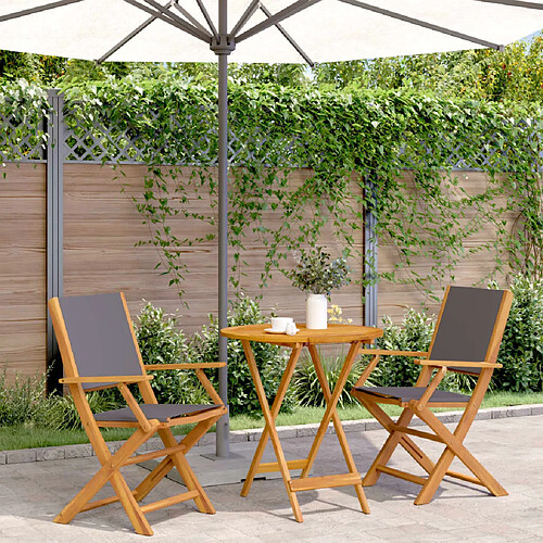 vidaXL Ensemble de bistro 3 pcs anthracite tissu et bois massif