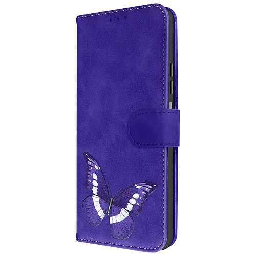 Avizar Étui pour Xiaomi Redmi Note 12 Portefeuille Simili Cuir Violet, Design Papillon