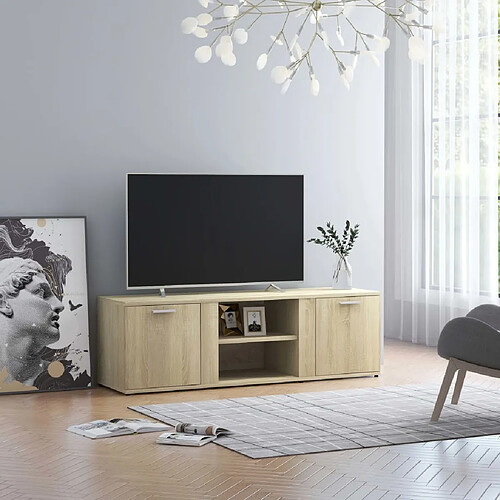 Maison Chic Meuble TV scandinave - Banc TV pour salon Chêne sonoma 120x34x37 cm Aggloméré -MN95472