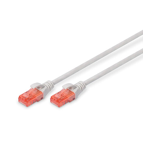 DIGITUS Câble LAN Cat 6-2,5m - RJ45 Câble réseau - UTP Non blindé - Compatible Cat-6A & Cat-5e - Gris