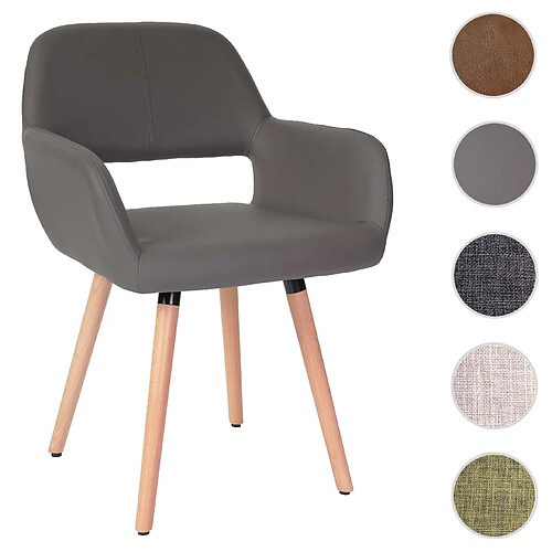 Mendler Chaise de salle à manger HWC-A50 II, fauteuil, design rétro des années 50 ~ similicuir, gris