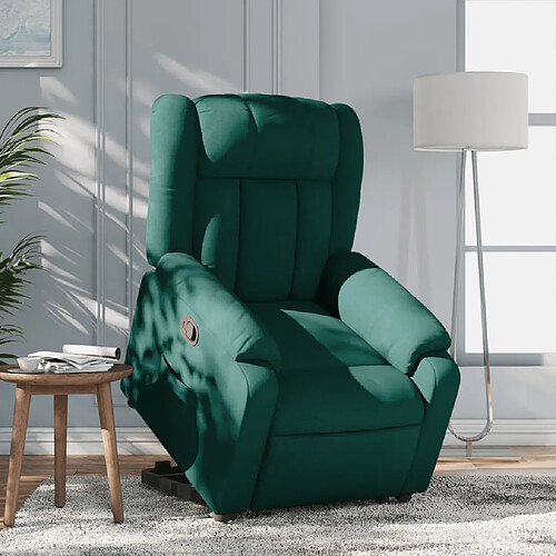 vidaXL Fauteuil inclinable vert foncé tissu