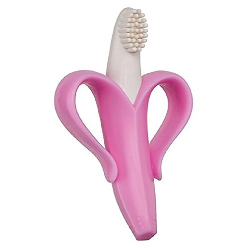 Wewoo 3PCS nouveau-né banane bébé morsure de dentition silicone rose