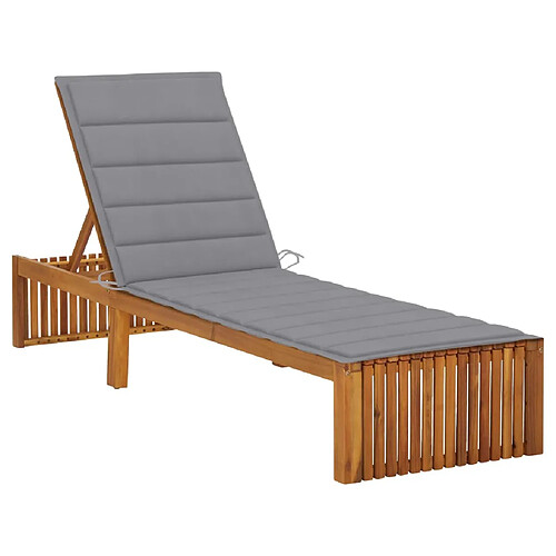 Maison Chic Chaise longue avec coussin | Bain de soleil Relax | Transat Bois d'acacia solide -GKD81512