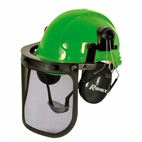 Ribimex Casque de protection 3 en 1 visière grillagée oreillettes antibruit