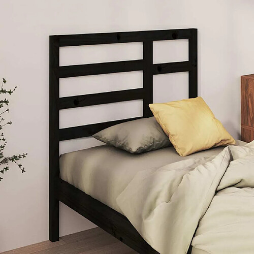 Maison Chic Tête de lit scandinave,Meuble de chambre Noir 106x4x104 cm Bois massif de pin -MN81445