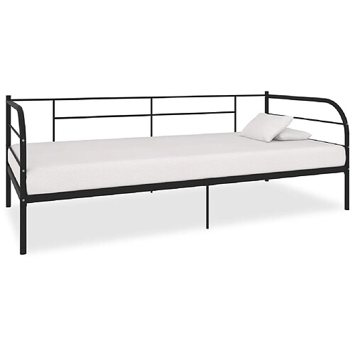 vidaXL Cadre de lit de repos sans matelas noir métal 90x200 cm