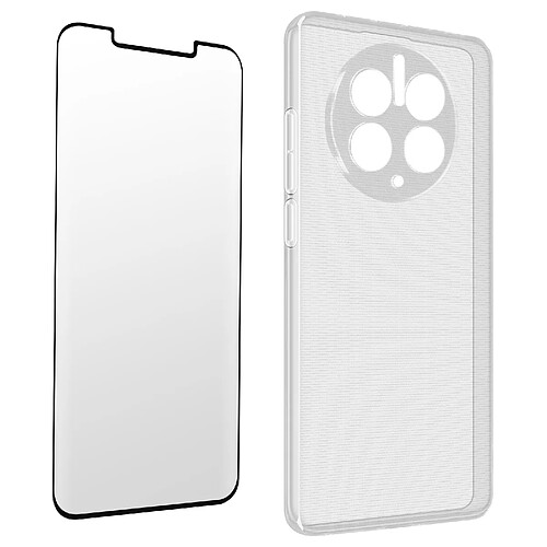 Avizar Coque pour Huawei Mate 50 Pro Silicone Gel et Verre Trempé 9H contour noir