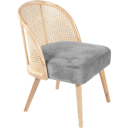 Jardindeco Fauteuil cosy effet velours Gaspard gris.