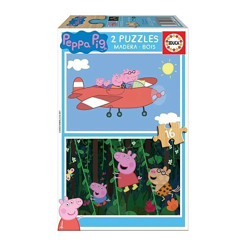 EDUCA - Puzzle Bois Peppa Pig 2x16 pcs