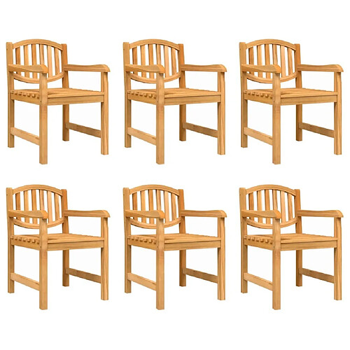 Maison Chic Lot de 6 Chaises de jardin,Fauteuil d'extérieur 58x59x88 cm bois massif de teck -MN98962