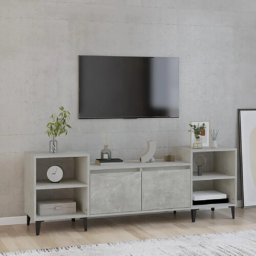 vidaXL Meuble TV Gris béton 160x35x55 cm Bois d'ingénierie