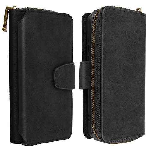 Avizar Étui Huawei P40 Portefeuille Cuir 2 en 1 Coque Magnétique Détachable Noir