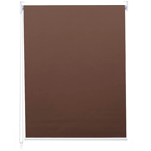 Decoshop26 Store enrouleur de fenêtre occultant protection solaire store à tirage latéral 60x160cm opaque marron 04_0004429