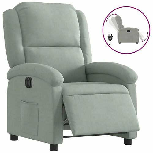 Maison Chic Fauteuil Relax pour salon, Fauteuil inclinable électrique gris clair velours -GKD77574