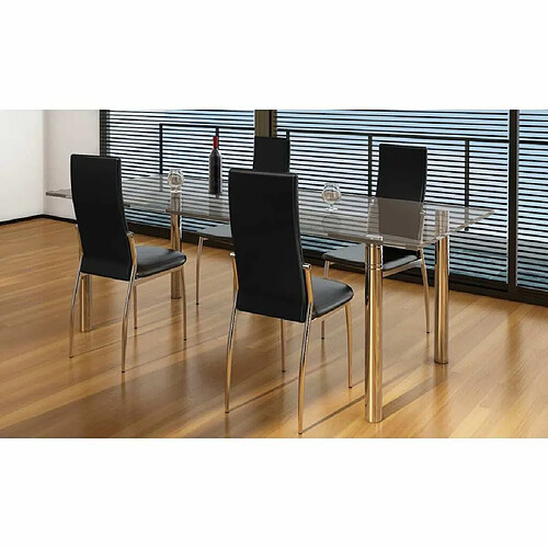 Maison Chic Lot de 4 Chaises à manger,Chaise pour cuisine noir similicuir -MN58617