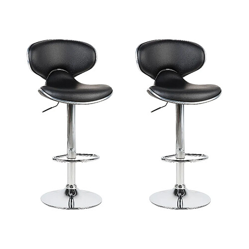 Beliani Tabouret rotatif Set de 2 Cuir PU Noir CONWAY