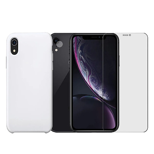 Protection intégrale Verre Trempé pour iPhone XR + Verre Trempé Caméra Arrière + Coque souple silicone Blanche - Visiodirect -