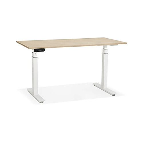 Mes Bureau 140x70x127 cm plateau naturel et métal blanc - ARUBA