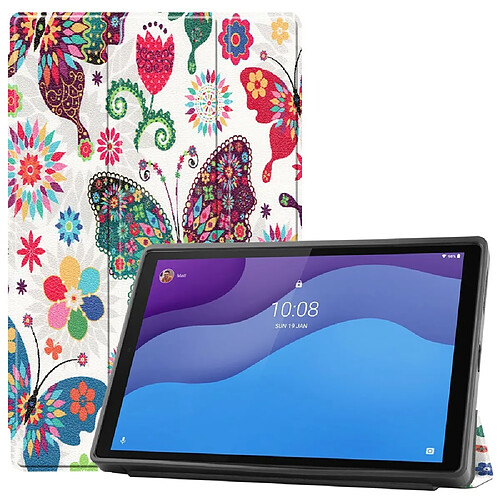 Etui en PU impression de motifs avec support tripliure et porte-stylo papillon coloré pour votre Lenovo Tab M10 HD Gen 2 TB-X306