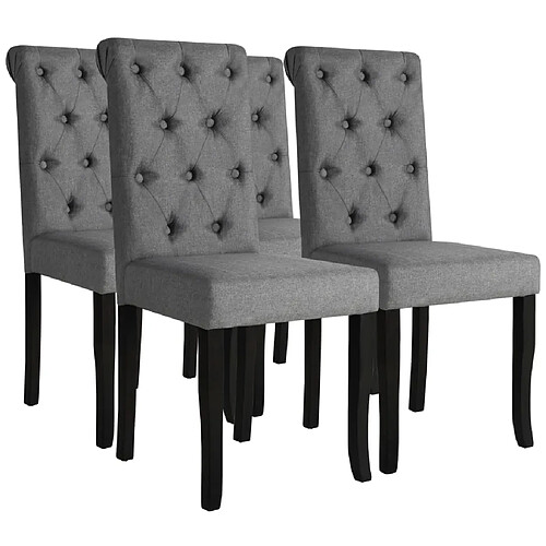 vidaXL Chaises à manger lot de 4 gris foncé tissu