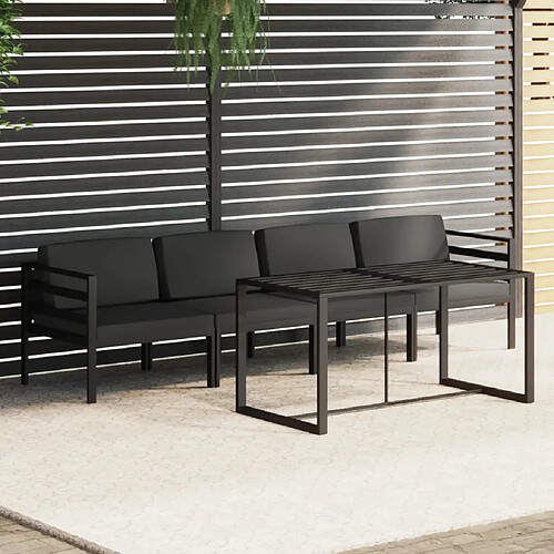 vidaXL Salon de jardin 5 pcs avec coussins Aluminium Anthracite