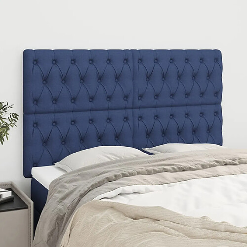 vidaXL Têtes de lit 4 pcs Bleu 72x7x78/88 cm Tissu