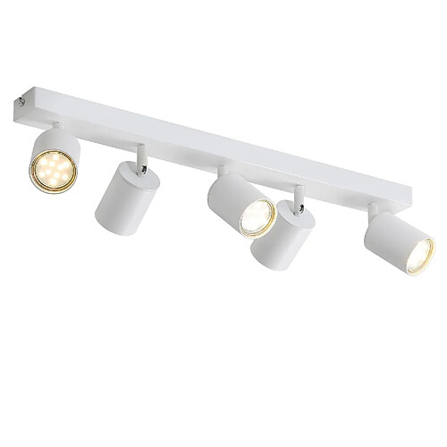 NETTLIFE 5 spots de plafond LED blanc GU10 flamme 330° pivotants lampe moderne et murale industrielle pour salon chambre cuisine sans ampoule