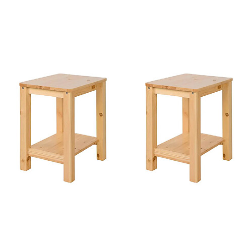 Decoshop26 Lot de 2 tables de chevet tabourets modernes et intemporels en bois naturel MOC06020