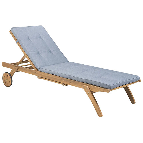 Beliani Chaise longue avec coussin Bois Bleu CESANA