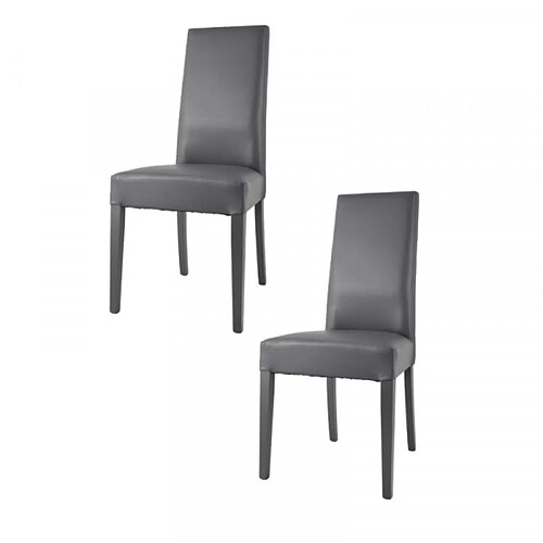 Dansmamaison Duo de chaises en similicuir Gris foncé - VENISE