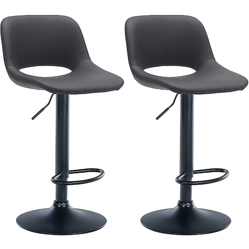 Decoshop26 Tabourets de bar chaises haute x2 avec repose-pieds en PVC noir piètement métallique noir 10_0004066