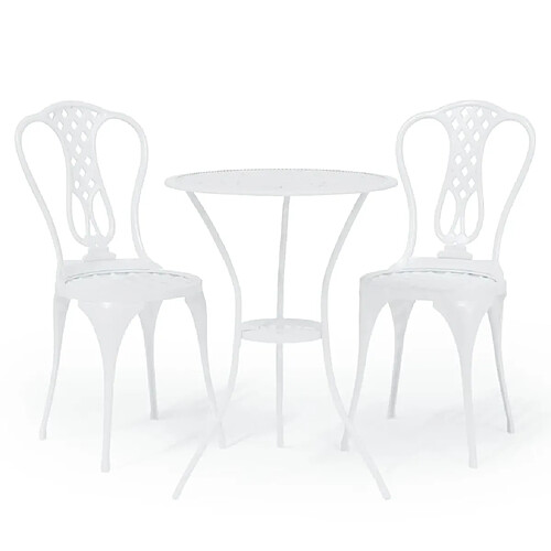 Maison Chic Table de bistro et chaises d'extérieur 3 pcs,Ensemble de bistro de jardin pour relax Aluminium coulé Blanc -GKD262443