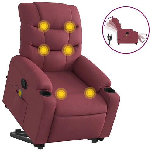 Maison Chic Fauteuil Relax pour salon, Fauteuil inclinable de massage électrique Rouge bordeaux Tissu -GKD24918