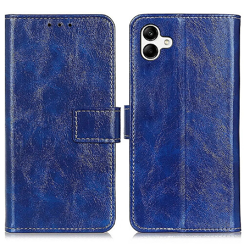 Etui en PU texture rétro crazy horse avec support pour votre Samsung Galaxy A04 4G (164.4 x 76.3 x 9.1 mm) - bleu