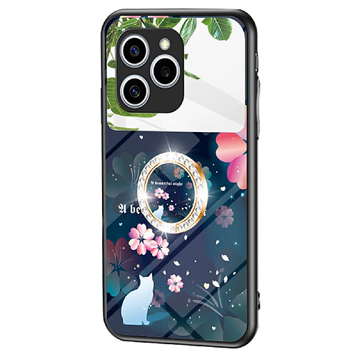 Coque en TPU anti-rayures, motif fleuri, trois couches avec béquille Chat Sakura pour votre Honor 60 SE