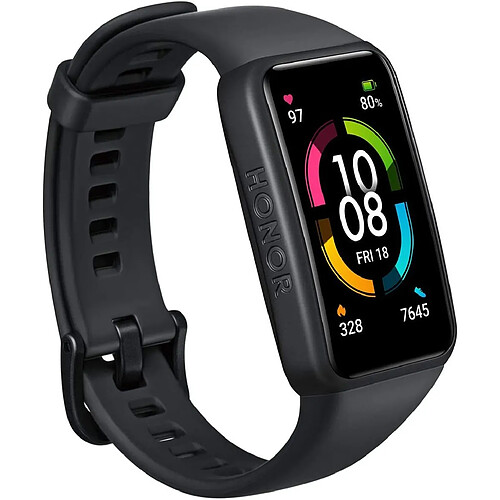 Chrono HONOR Band 6 Montre Connectée 1.47" AMOLED Smartwatch avec SpO2 Fréquence Cardiaque Sommeil Test d'effort Bracelet Connecté IP68 pour Femme Homme Montre Sport Calorie Compatible avec Android iOS(Noir)