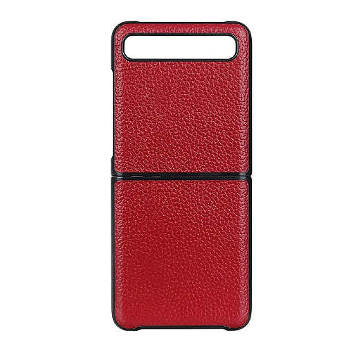 Coque en cuir véritable + TPU peau de litchi rouge pour votre Samsung Galaxy Z Flip