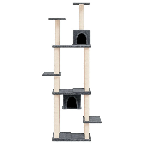 Helloshop26 Arbre à chat meuble tour grimper jouet grattage grattoir escalade plateforme avec griffoirs en sisal foncé 176 cm gris 02_0022686