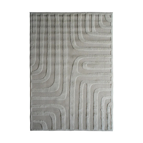 Thedecofactory NEW AGE OPTIQUE - Tapis pour dehors et dedans motif optique en relief crème 160x220