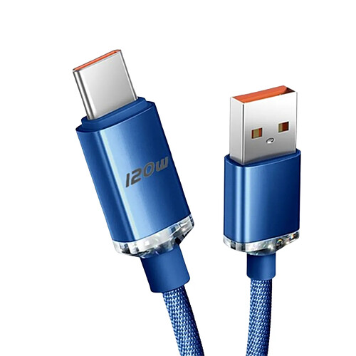 Lot de 2 câbles USB C bleus de 25 cm 6 A 120 W Type C Câble de charge rapide