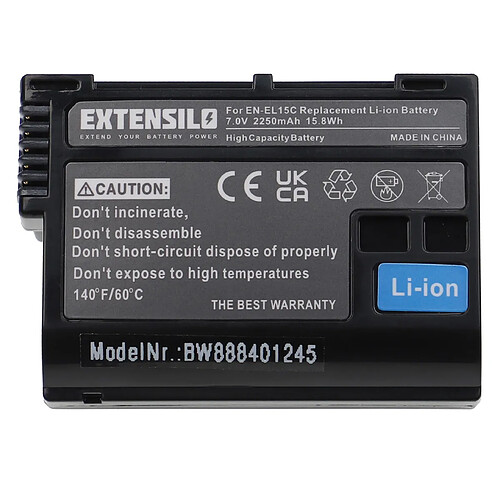 Vhbw EXTENSILO Batterie remplacement pour Nikon EN-EL15, EN-EL15A pour appareil photo, reflex numérique (2250mAh, 7V, Li-ion)