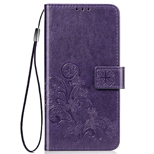 Wewoo Housse Coque Etui en cuir de protection pour téléphone mobile avec boucle à quatre feuilles et fermoir embossé fonction le cordonle porte-carte et le support et le Xiaomi CC9 Violet