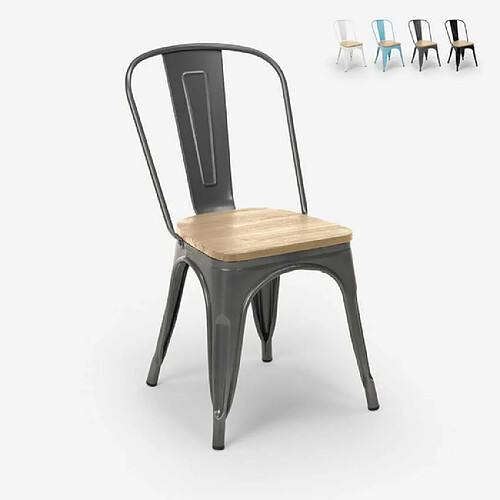 Ahd Amazing Home Design Chaises de style industriel bar de cuisine design tolix Steel Wood Light | Gris foncé