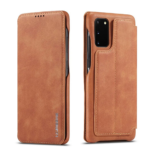 Etui en PU style rétro avec porte-carte marron pour votre Samsung Galaxy S20