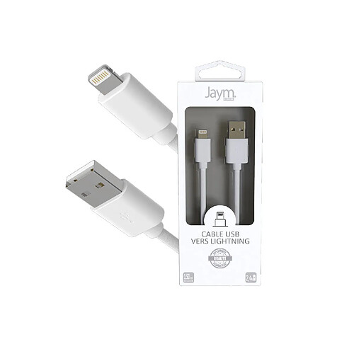 Jaym Câble USB vers Lightning 2.4A - 1,5 mètres - Collection POP - Blanc