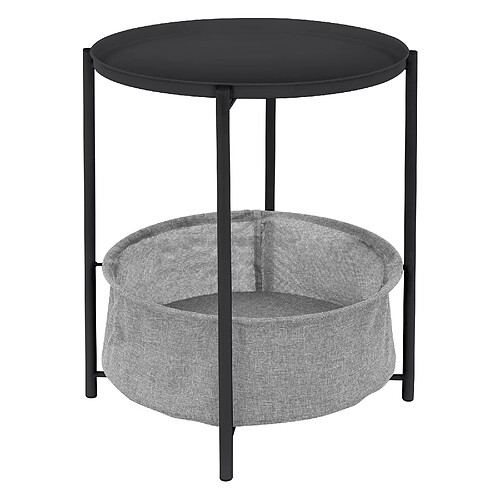 ML DESIGN MODERN LIVING Table d'appoint ronde Ø 46x51 cm Anthracite en métal avec plateau et panier en tissu ML-Design